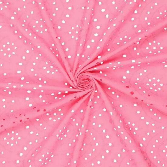 Katoen - Uni Embroidery - Roze