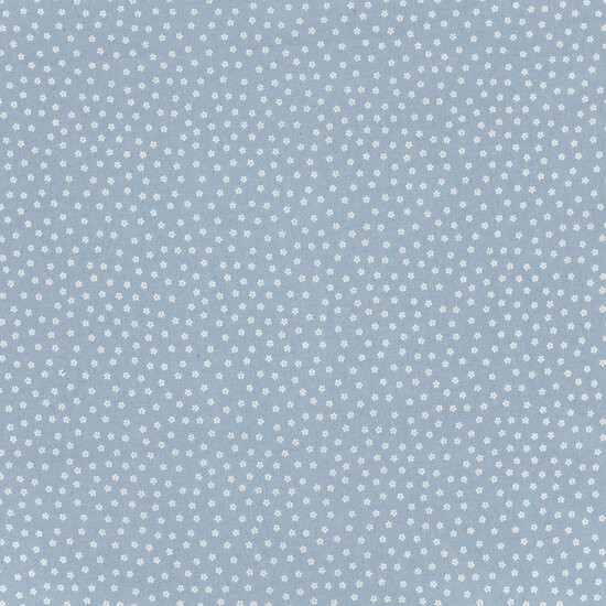 Katoen - Bloemetjes - Licht Jeansblauw