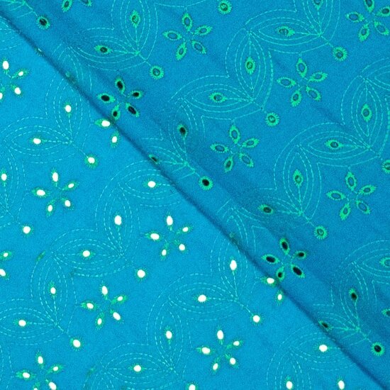 Katoen - Green Embroidery - Blauw