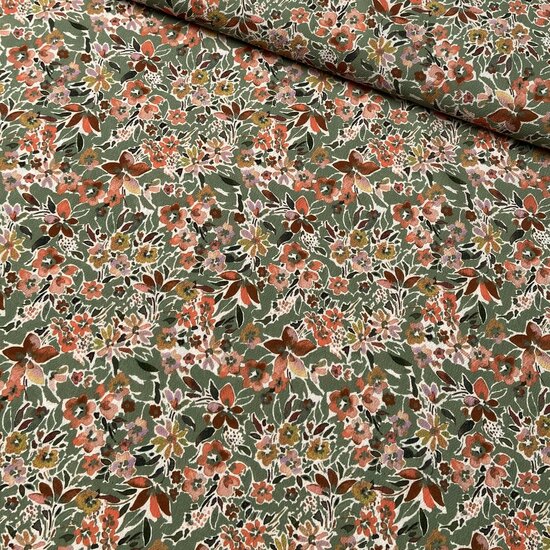 Crepe - Flowers - Groen