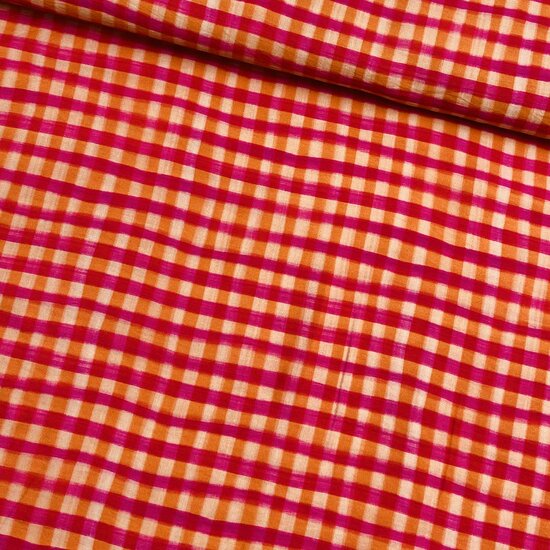 Viscose - Check - Roze-Oranje