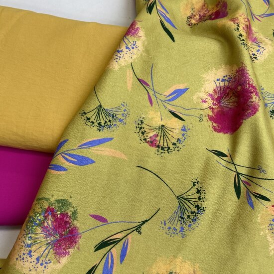 Viscose - Flowers - Limoen