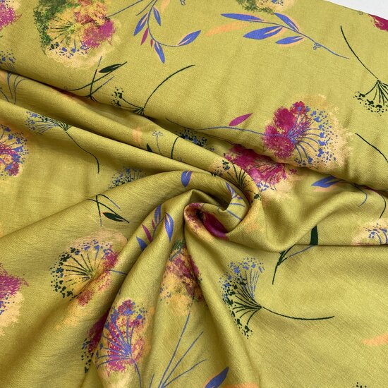 Viscose - Flowers - Limoen