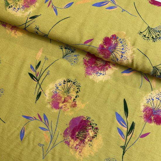 Viscose - Flowers - Limoen
