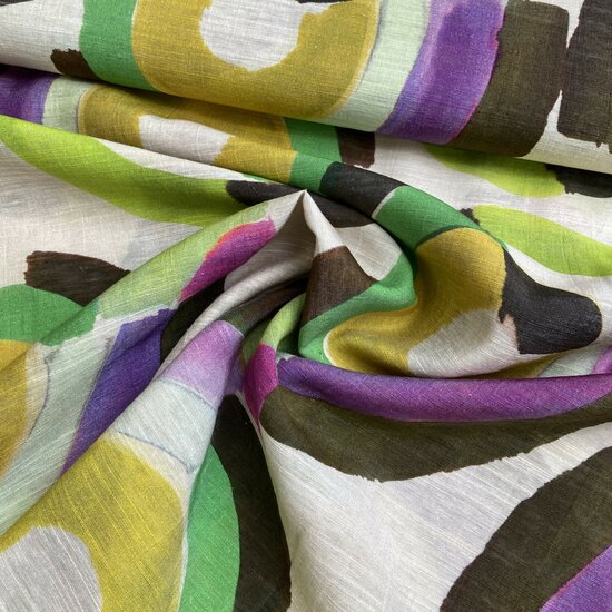 Viscose Linnen - Circles - Beige