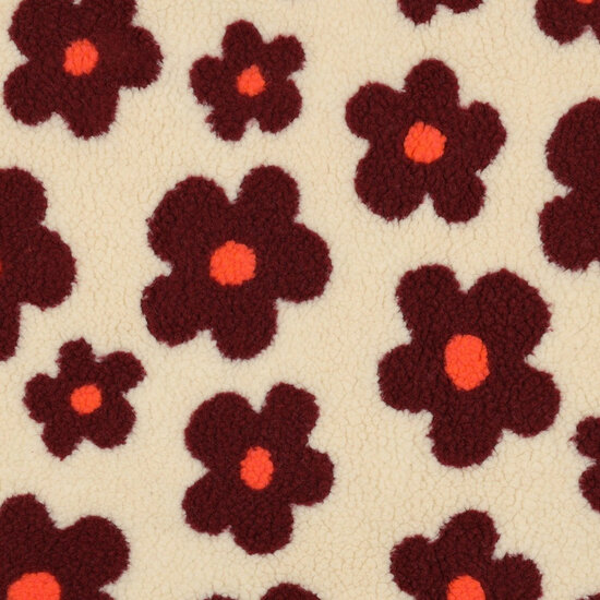 Teddy - Flowers - Beige-Wijnrood