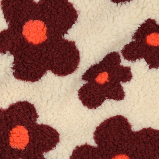 Teddy - Flowers - Beige-Wijnrood