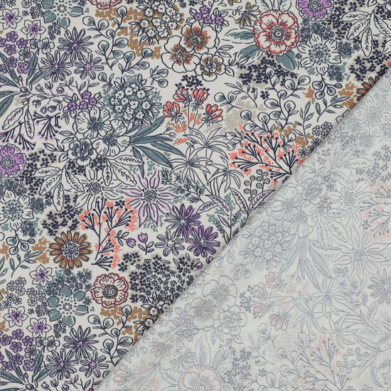 Poplin - Flowers - Ecru