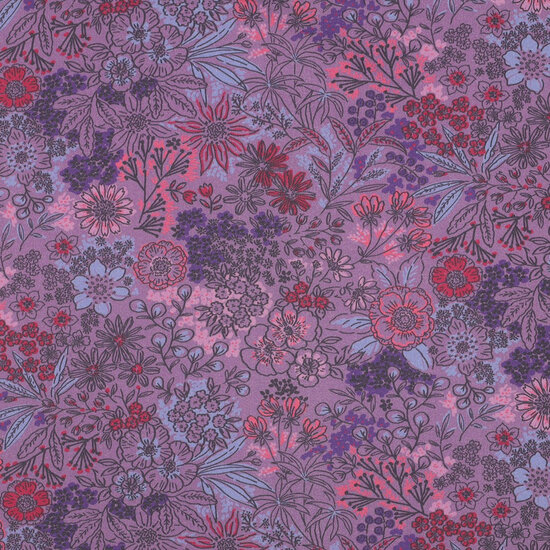 Poplin - Flowers - Lavendel