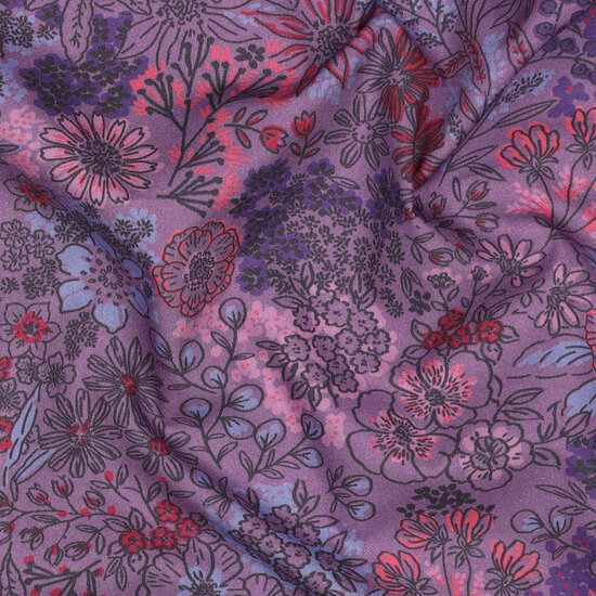Poplin - Flowers - Lavendel
