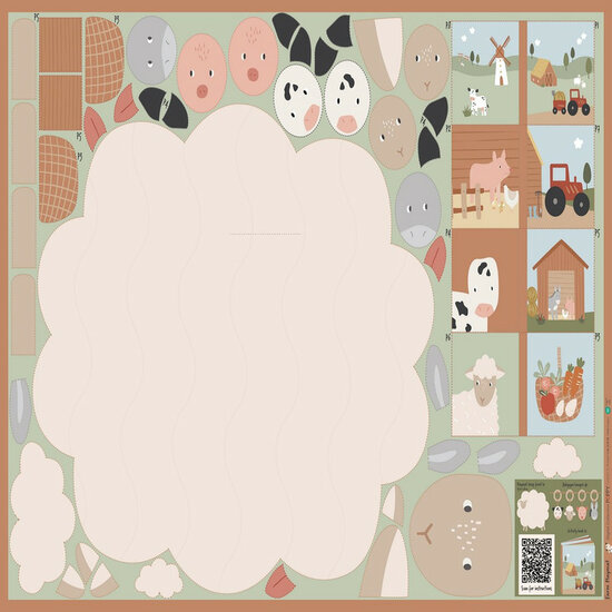 Poplin - Paneel Playmat Boerderij - Multicolor