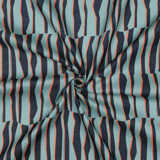 Katoen Voile - Geometric - Licht Petrol