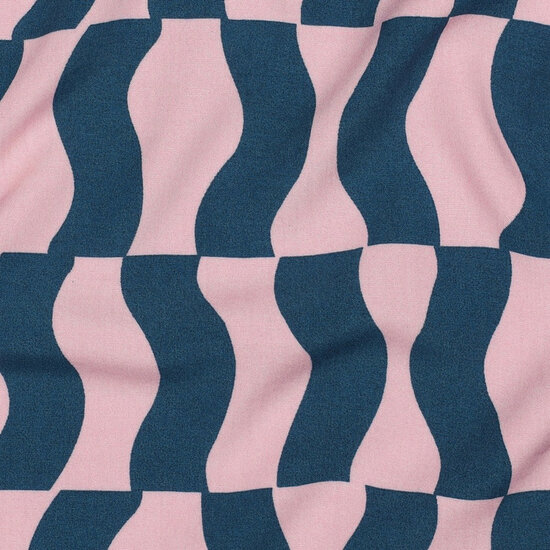 Viscose - Graphic - Roze-Petrol