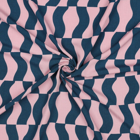 Viscose - Graphic - Roze-Petrol