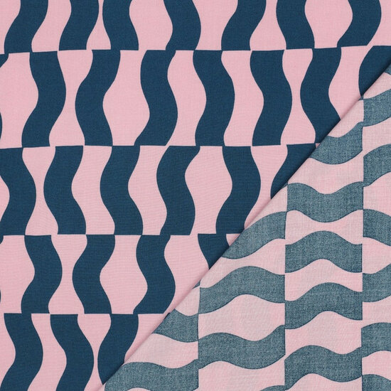 Viscose - Graphic - Roze-Petrol