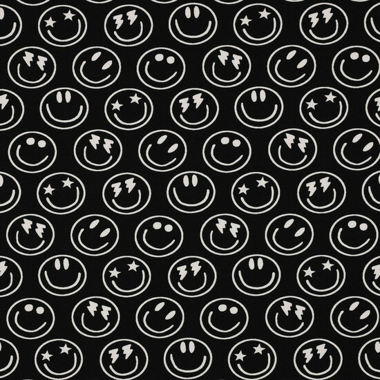 Jersey - Happy Faces - Zwart