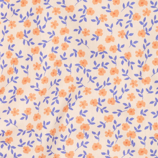 Poplin - Flowers - Perzik
