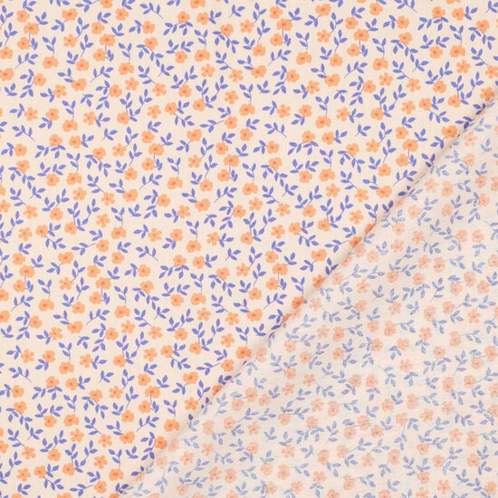 Poplin - Flowers - Perzik