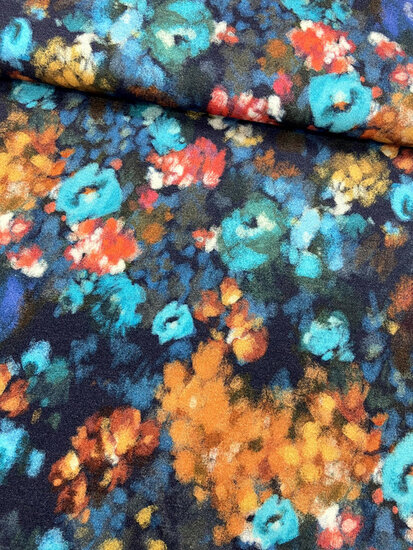 Gebreid - Waterpaint Flowers - Navy