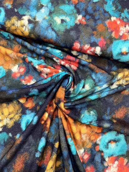 Gebreid - Waterpaint Flowers - Navy