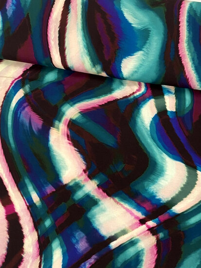 Viscose - Waves - Petrol-Bordeaux