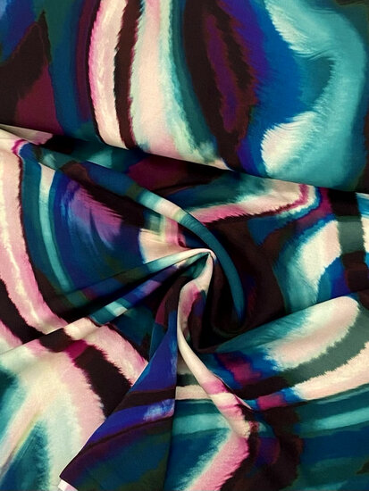 Viscose - Waves - Petrol-Bordeaux
