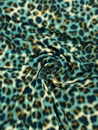 Viscose Crepe - Blurry Panther - Petrol
