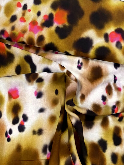 Viscose - Touch of Pink Leopard - Bruin-Ecru