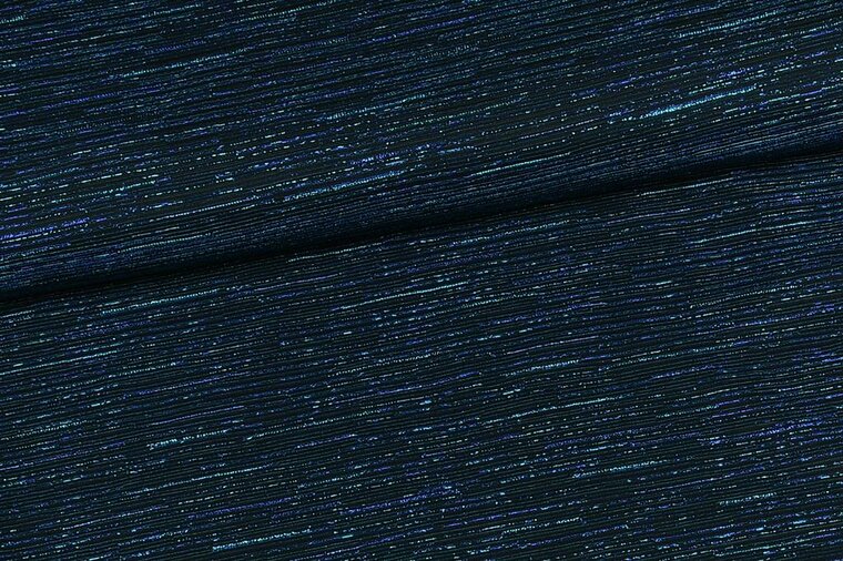 Scuba - Small Stripes Lurex - Aqua-Zwart