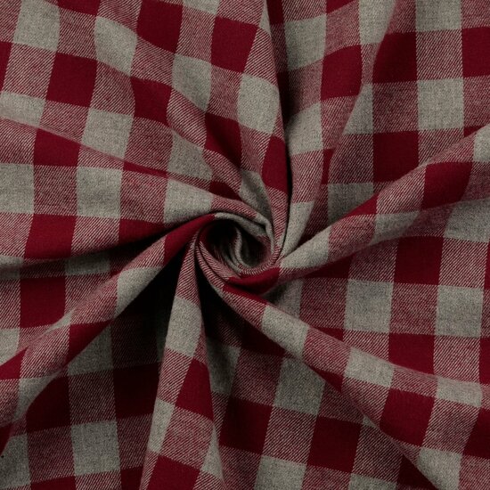 Flanel - Big Square - Donkerrood