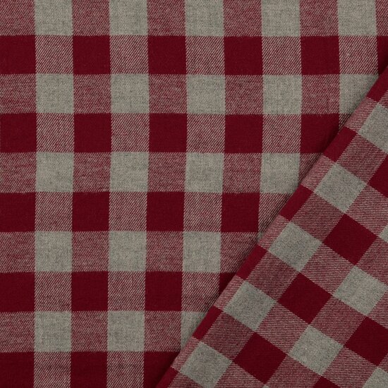 Flanel - Big Square - Donkerrood