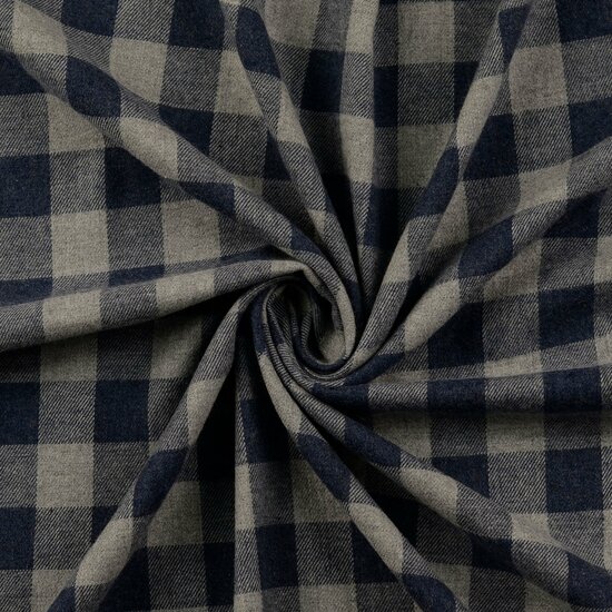 Flanel - Big Square - Jeansblauw