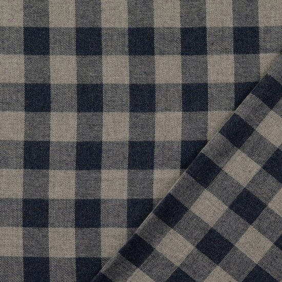 Flanel - Big Square - Jeansblauw
