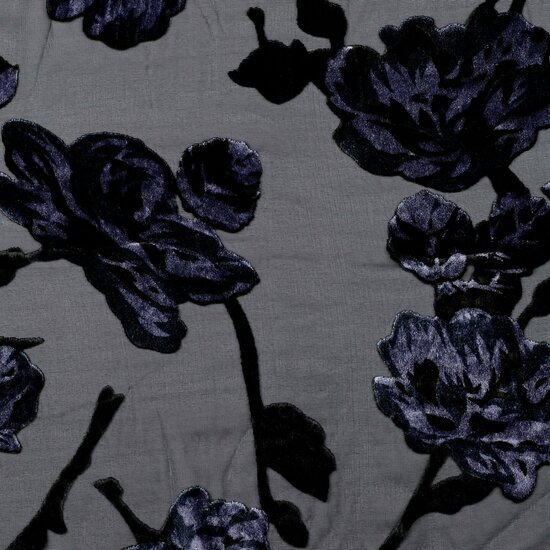 Chiffon - Velvet Flowers - Zwart