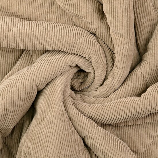 Ribfluweel met Teddy - Uni - Beige