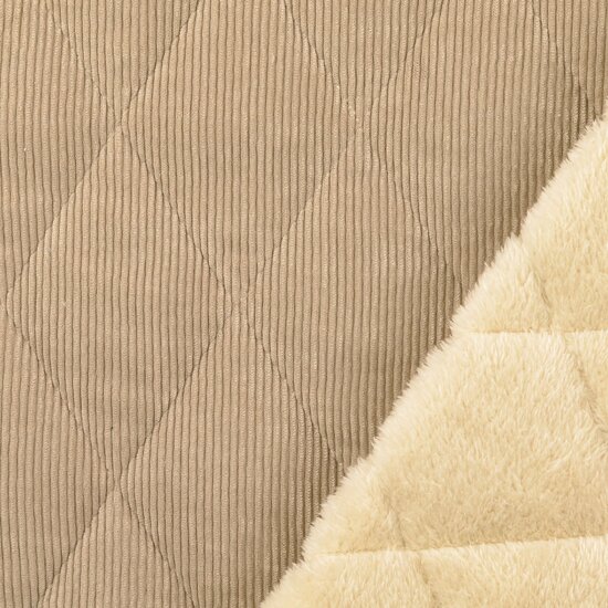Ribfluweel met Teddy - Uni - Beige