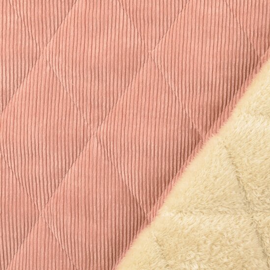 Ribfluweel met Teddy - Uni - Roze
