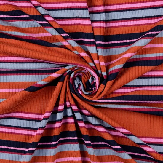 Rib Jersey - Stripes - Roest