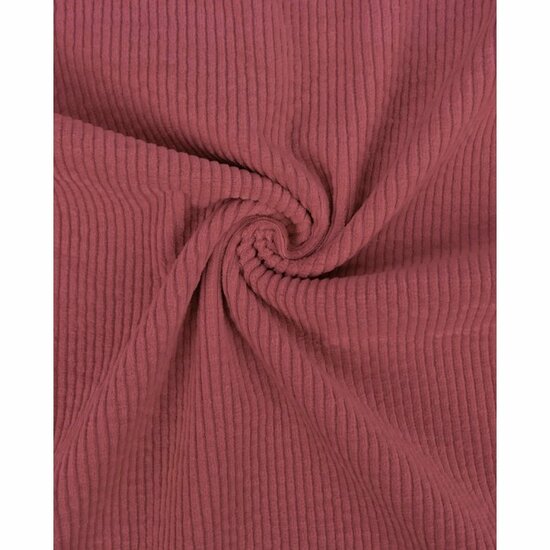 Ribfluweel Stretch - Uni - Pruim