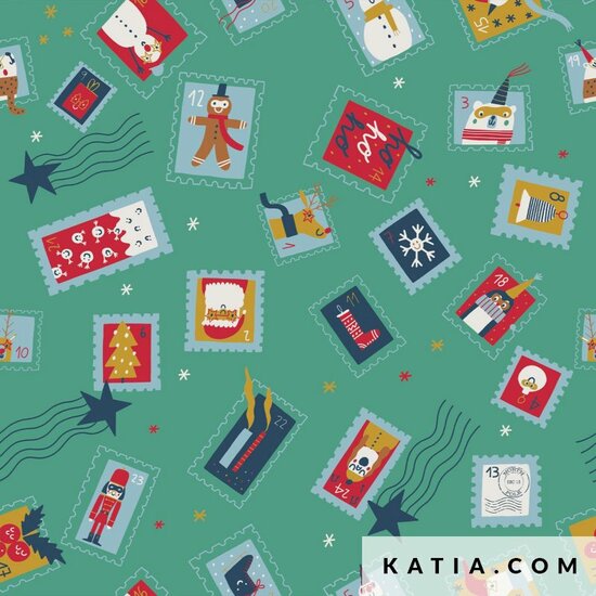 Poplin - Christmas Letter stamp - Groen