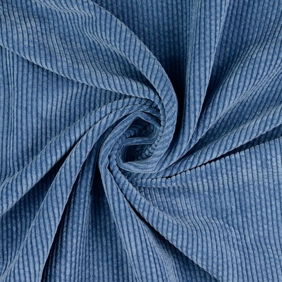 Ribfluweel - Uni - Jeansblauw