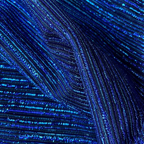 Scuba - Small Stripes Lurex - Aqua-Zwart