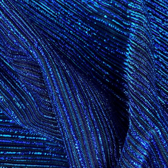 Scuba - Small Stripes Lurex - Aqua-Zwart
