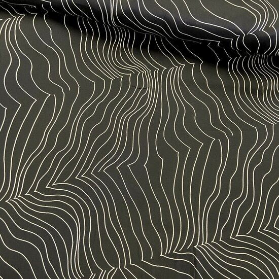 Satijn Viscose - Waves - Zwart