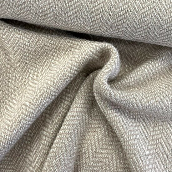 Mantelstof - Uni Chevron - Beige