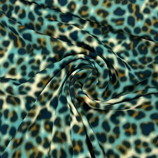 Viscose Crepe - Blurry Panther - Petrol