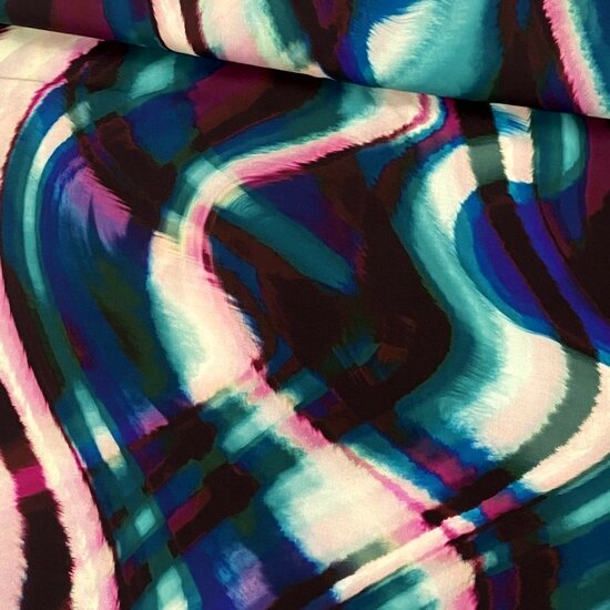 Viscose - Waves - Petrol-Bordeaux