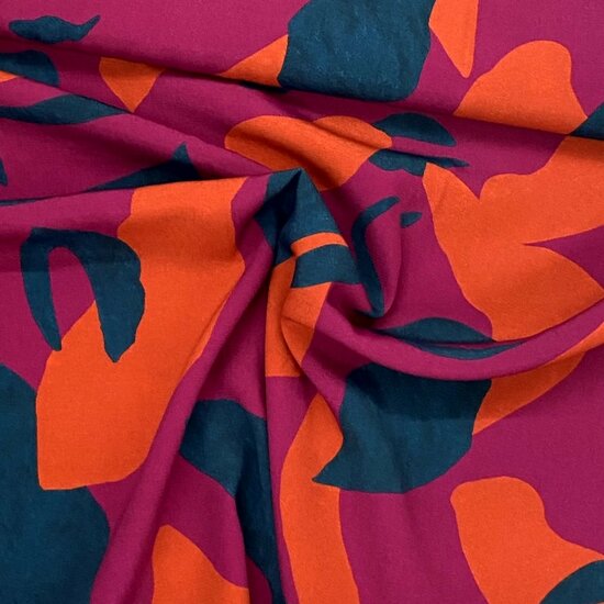 Viscose Crepe - Abstract - Dark Fuchsia
