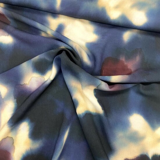 Coupon 0.6m - Viscose - Sunshine through the Clouds - Navy