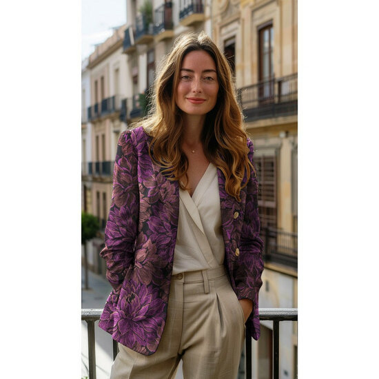 Jacquard - Lurex Flowers - Paars